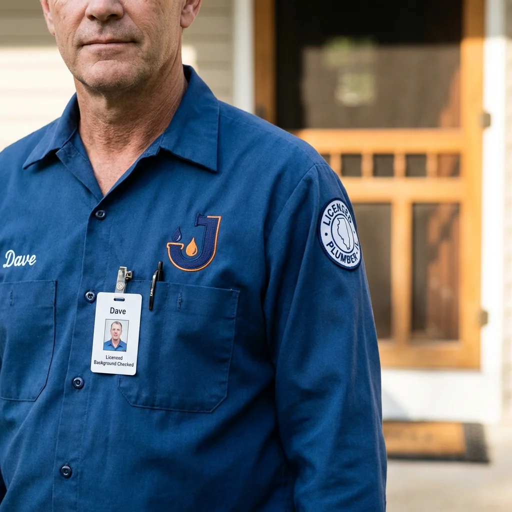 Licensed plumber showing ID badge in San Diego, CA