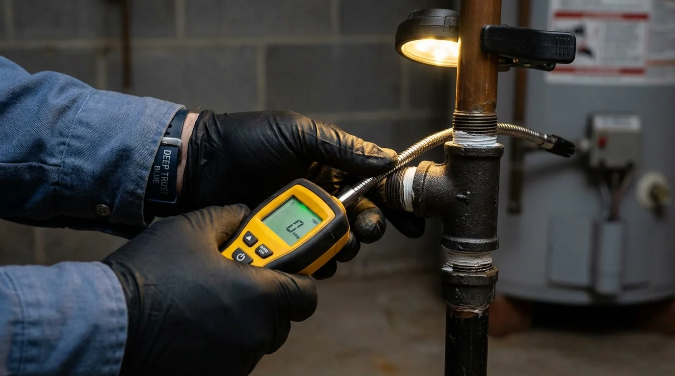 Gas leak detection with electronic sniffer by Johns Plumbing LLC in San Diego