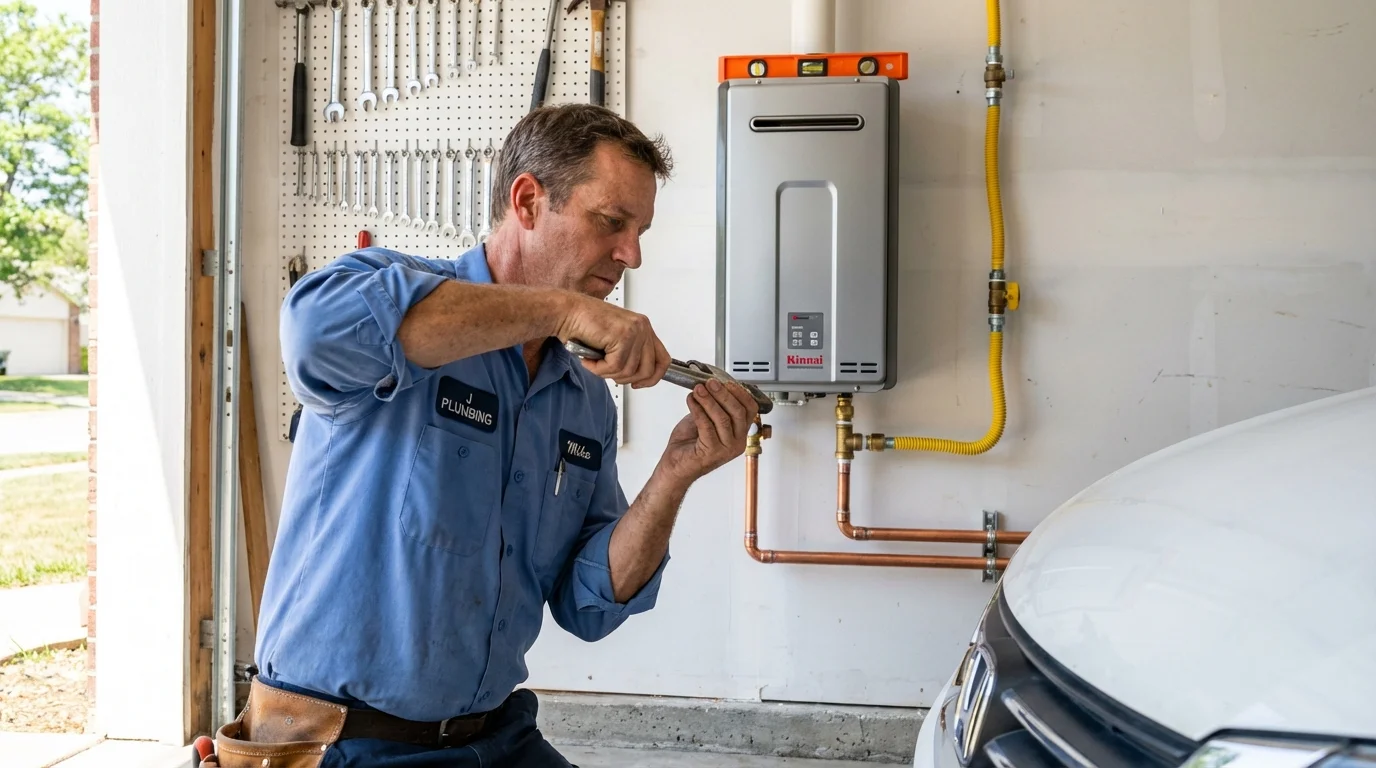 Tankless water heater installation by a Johns Plumbing LLC plumber in San Diego