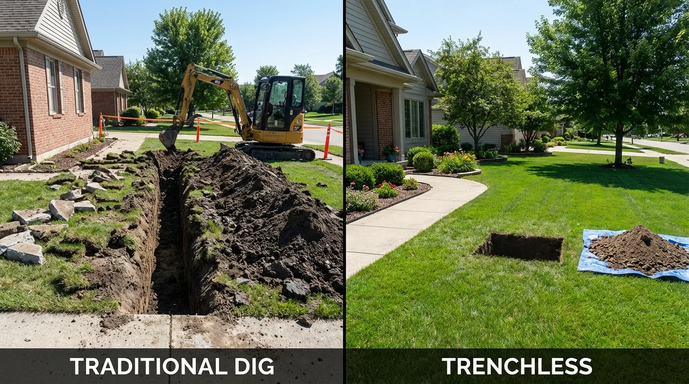 Trenchless sewer repair with minimal yard damage versus traditional excavation in San Diego, CA